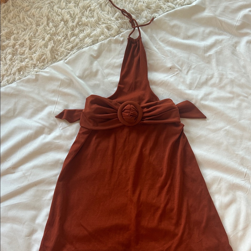 Rust Halter Bandaeu Dress
